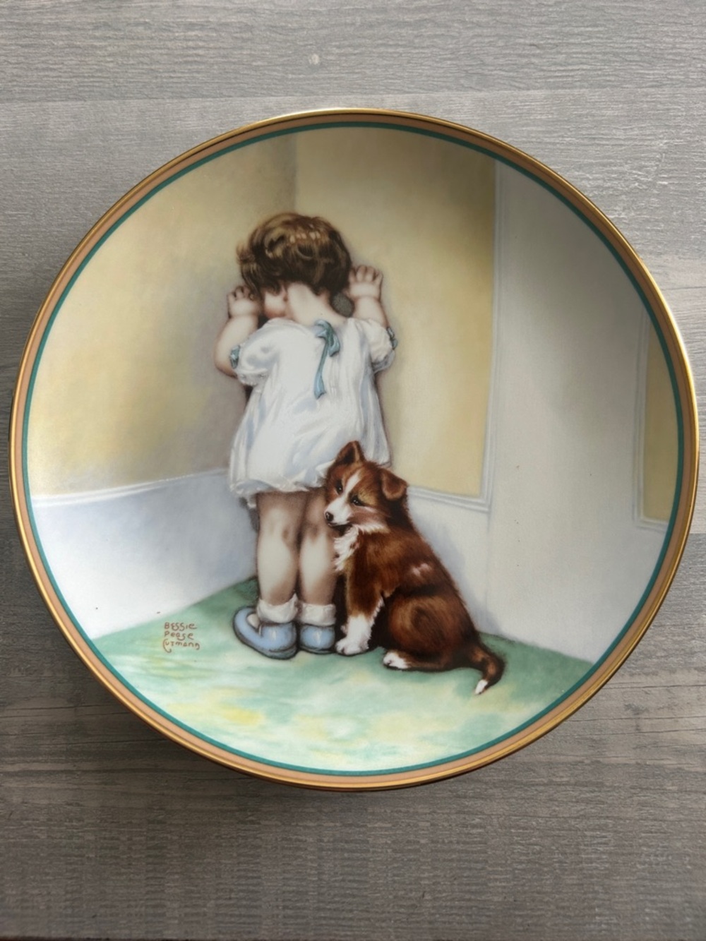 Bessie Pease Gutmann "In Disgrace" Collector Plate/A Child's Best Friend Serie 1